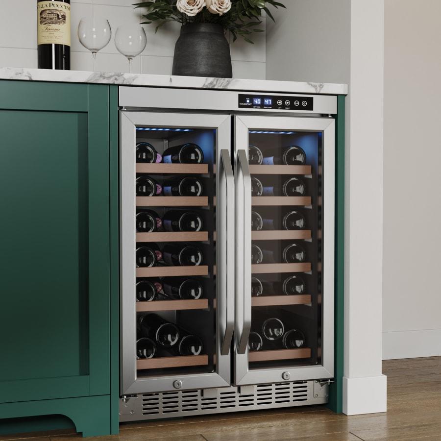EdgeStar 24 Inch Wide 36 Bottle Built-In Wine Cooler with Dual Cooling Zones and French Doors - My Store