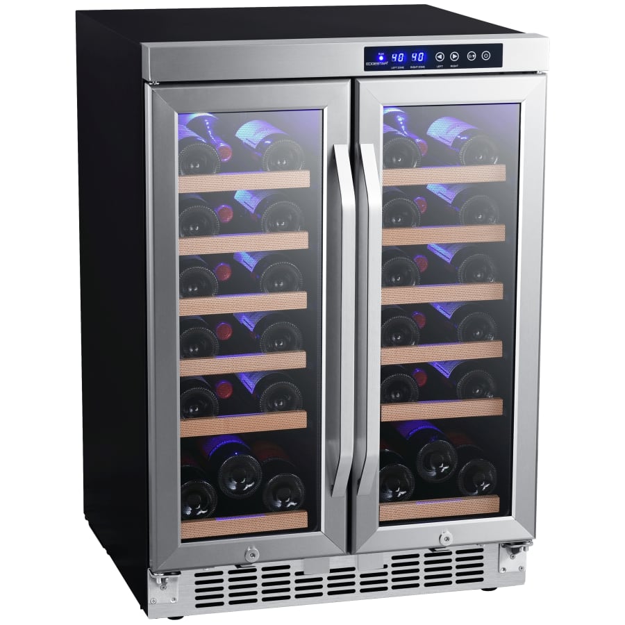EdgeStar 24 Inch Wide 36 Bottle Built-In Wine Cooler with Dual Cooling Zones and French Doors - My Store