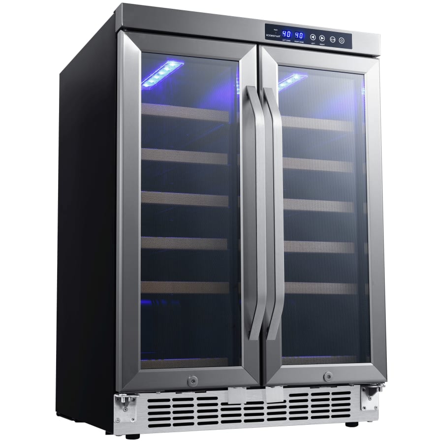 EdgeStar 24 Inch Wide 36 Bottle Built-In Wine Cooler with Dual Cooling Zones and French Doors - My Store
