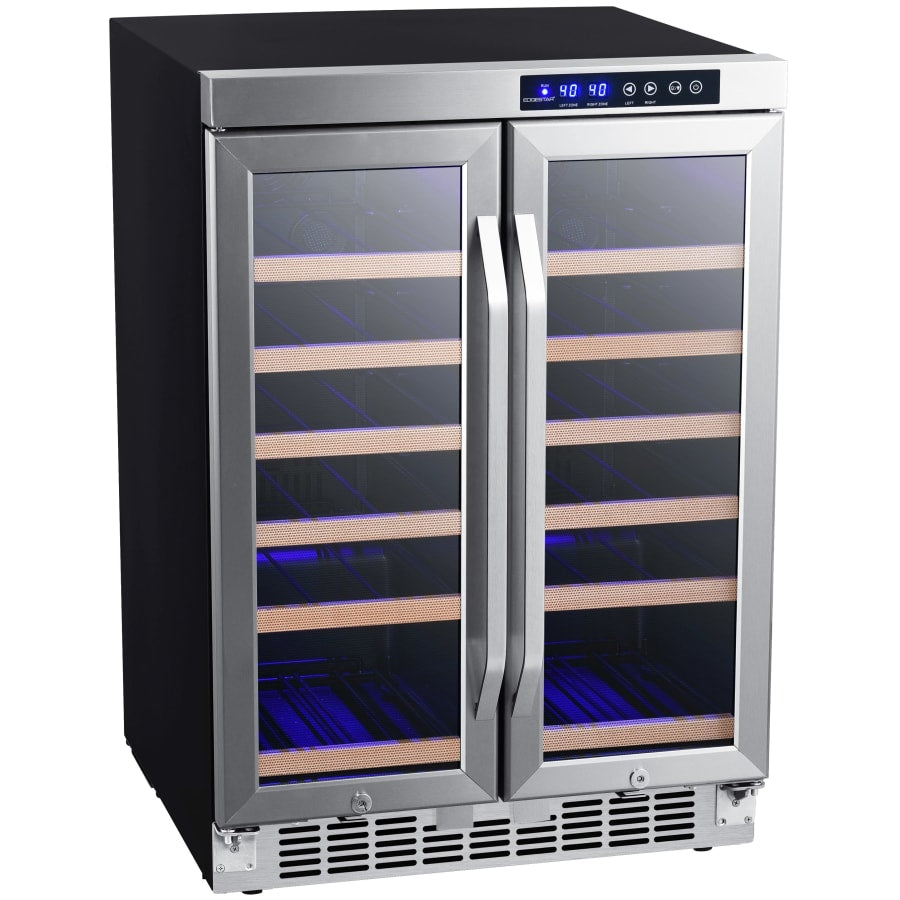 EdgeStar 24 Inch Wide 36 Bottle Built-In Wine Cooler with Dual Cooling Zones and French Doors - My Store