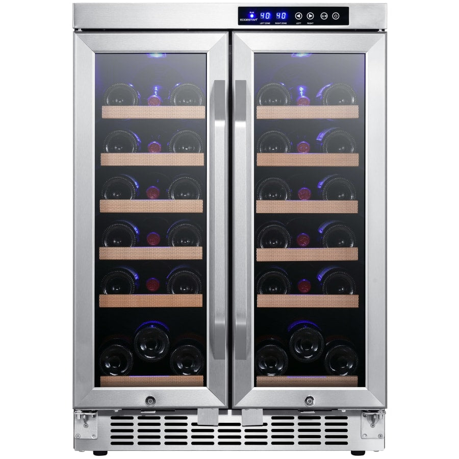 EdgeStar 24 Inch Wide 36 Bottle Built-In Wine Cooler with Dual Cooling Zones and French Doors - My Store