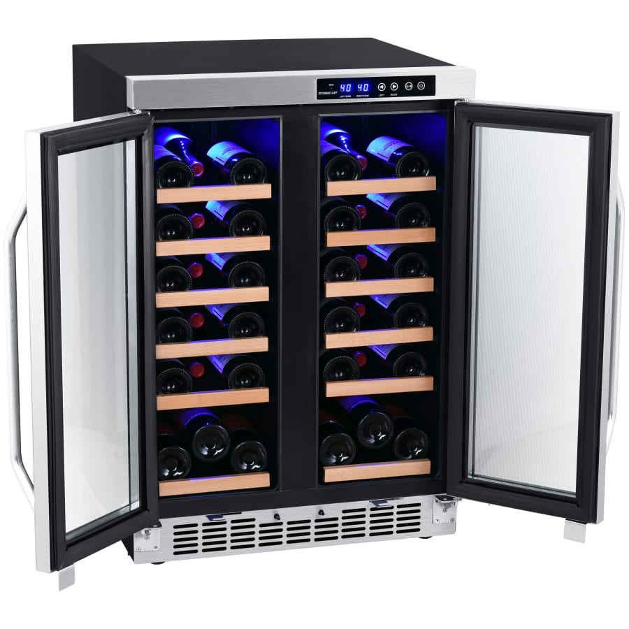 EdgeStar 24 Inch Wide 36 Bottle Built-In Wine Cooler with Dual Cooling Zones and French Doors - My Store